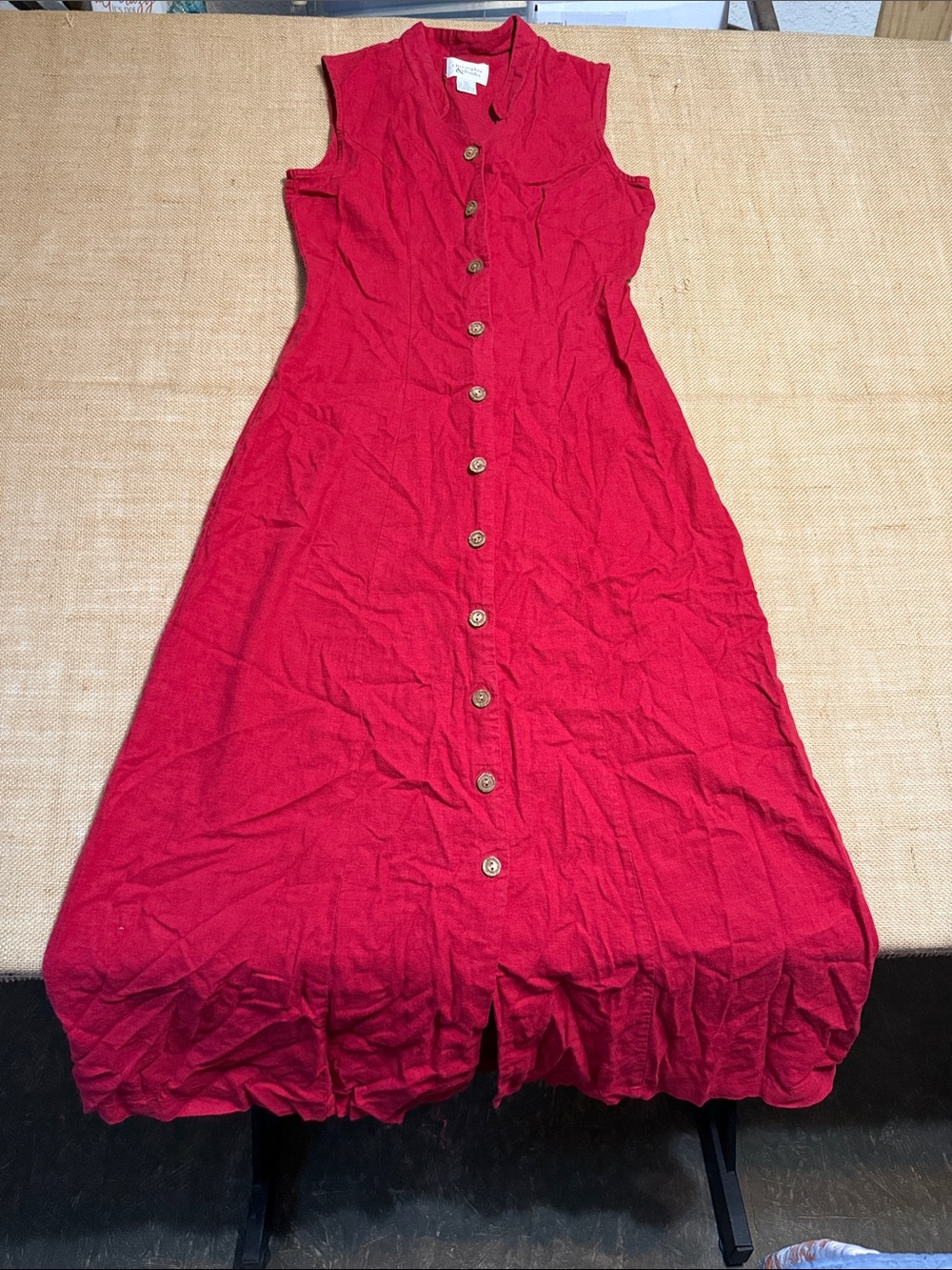 Christopher & Banks Red Sleeveless Maxi Button-Front Dress